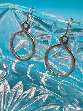 Silver Twist Hoop Drop Earrings